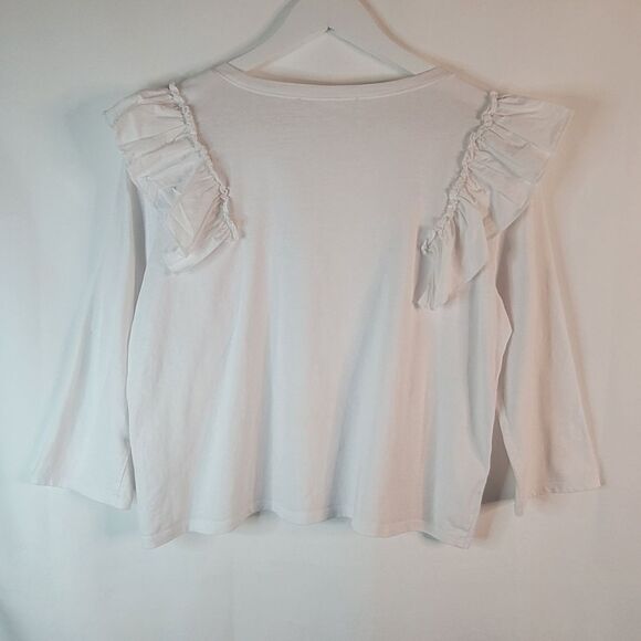 Ruffle shoulder cotton tee - Picture 2 of 8